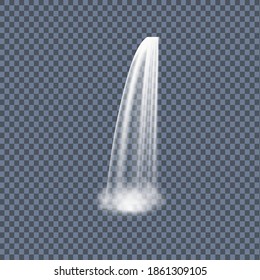 Falling  isolated waterfall  or fluid splash on transparent background.River water and  cascade aqua stream of various shape  with fog.Realistic hill nature fluid splash and drop.