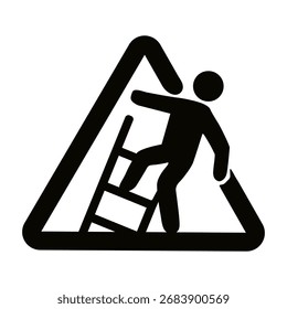 Falling from Ladder Warning Sign Safety Hazard Symbol