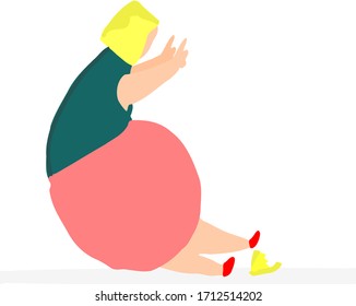 Falling Lady Isolated Funny Vector