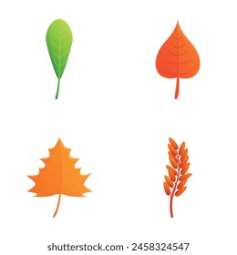 Falling leaf icons set cartoon vector. Tree leaf of various color. Nature, autumn season