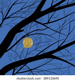 Falling leaf. Vector illustration.