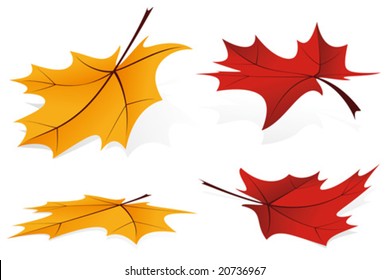 Falling leafs icon set in two colors