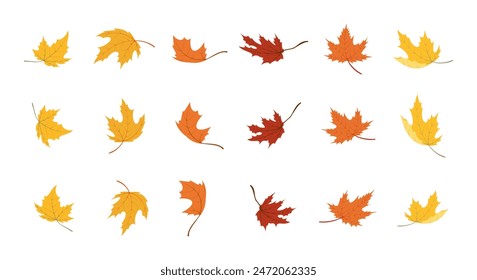 falling leaves. Autumn forest maple leaf. vector illustration isolated on white background.