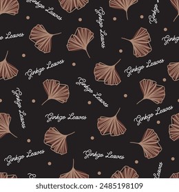 Falling Leaves of Autumn Night Ginkgo Gust Pattern can be use for background, template, and apparel design