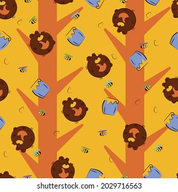 falling leaves of bears, honey and bees