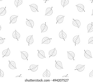 Falling leaves in doodle style.Hand drawn seamless pattern.