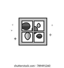 Falling leaves icon in flat outlined grayscale style. Vector illustration.