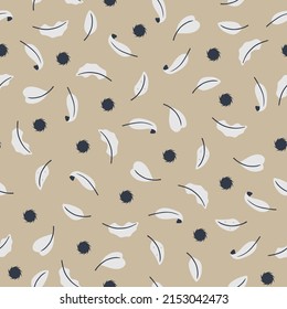 Fallende Blätter nahtlose Oberflächenmuster, handgezeichneter Vektorhintergrund für Textilien, Mode, Heimdekor, Schreibwaren, Tapeten