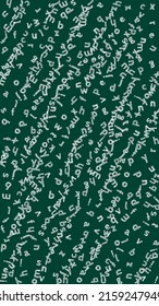 Falling letters of English language. Childish chalk flying words of Latin alphabet. Foreign languages study concept. Fascinating back to school banner on blackboard background.