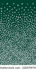 Falling letters of English language. Childish chalk flying words of Latin alphabet. Foreign languages study concept. Attractive back to school banner on blackboard background.