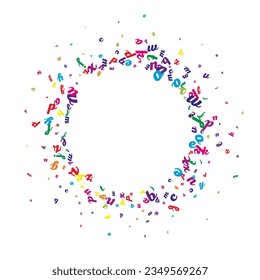 Falling letters of English language. Colorful childish flying characters of Latin alphabet. Foreign languages study concept. Back to school banner on white background.