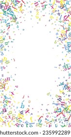 Falling letters of English language. Colorful childish flying characters of Latin alphabet. Foreign languages study concept. Back to school banner on white background.