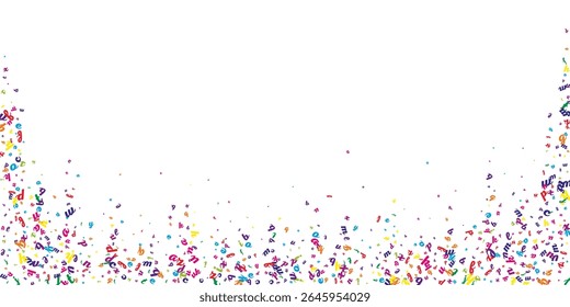 Falling letters of English language. Colorful childish flying characters of Latin alphabet. Foreign languages study concept. Back to school banner on white background.