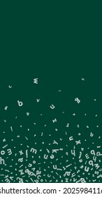 Falling letters of English language. Sketch chalk flying words of Latin alphabet. Foreign languages study concept. Favorable back to school banner on blackboard background.