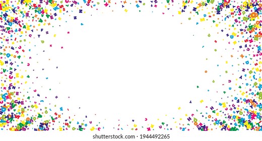 Falling letters of English language. Vivid flying words of Latin alphabet. Foreign languages study concept. Ideal back to school banner on white background.