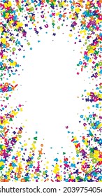 Falling letters of English language. Vivid flying words of Latin alphabet. Foreign languages study concept. Marvelous back to school banner on white background.