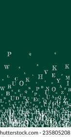 Falling letters of English language. White chalk  characters of Latin alphabet. Foreign languages study concept. Back to school banner on blackboard background.