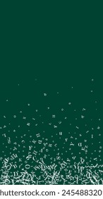 Letras caídas del idioma inglés. Caracteres de tiza blanca del alfabeto Latina. Concepto de estudio de lenguas extranjeras. Anuncio de vuelta a la escuela en el fondo de pizarra.