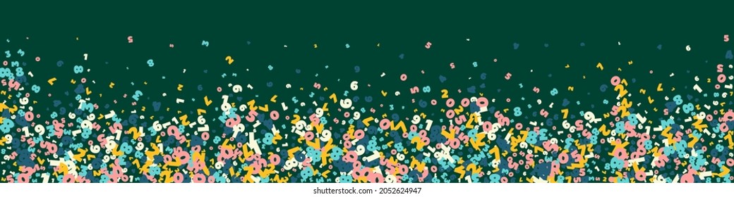 Falling light numbers. Math study concept with flying digits. Stylish back to school mathematics banner on blackboard background. Falling numbers vector illustration.