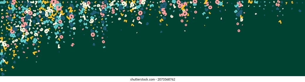 Falling light numbers. Math study concept with flying digits. Fetching back to school mathematics banner on blackboard background. Falling numbers vector illustration.