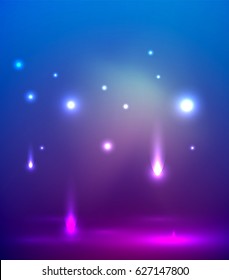 Falling lights in darkness, magic vector abstract background