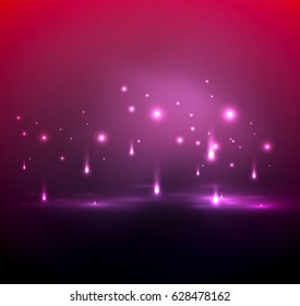 Falling lights in darkness, magic vector abstract background