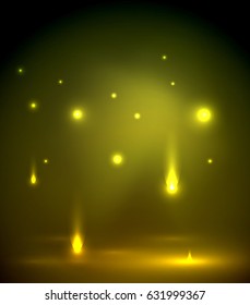 Falling lights in darkness, magic vector abstract background