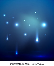 Falling lights in darkness, magic vector abstract background