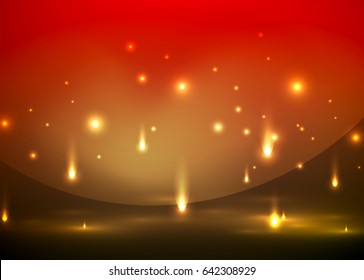 Falling lights in darkness, magic vector abstract background