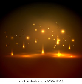 Falling lights in darkness, magic vector abstract background