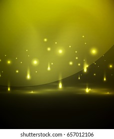 Falling lights in darkness, magic vector abstract background