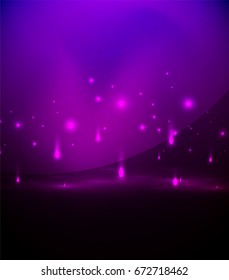 Falling lights in darkness, magic vector abstract background