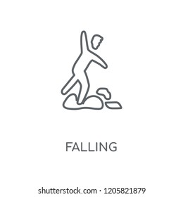 Falling linear icon. Falling concept stroke symbol design. Thin graphic elements vector illustration, outline pattern on a white background, eps 10.