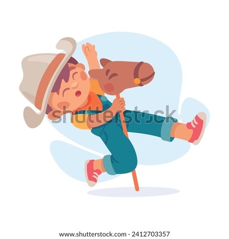 Falling Little Boy Character Slip on the Ground Vector Illustration