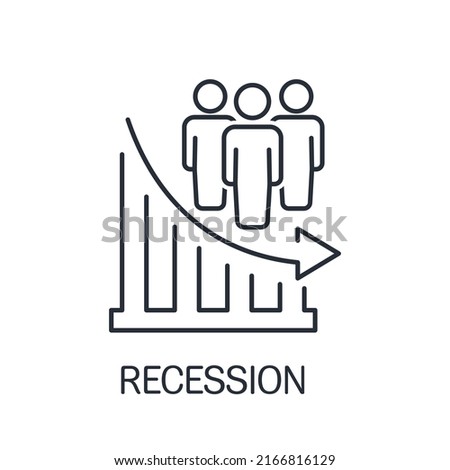 Falling living standards. Recession. Vector linear icon isolated on white background.