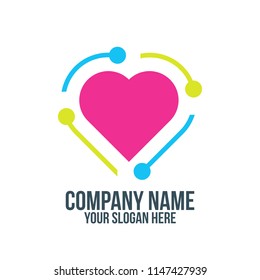 falling in love and abstract concept. logo, icon, idea, symbol and brand for company, corporate, foundation, business, startup and enterprise