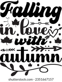 
falling in love with autumn Autumn T-shirt Design Autumn T-shirt Design, Hand drawn lettering phrase, Calligraphy graphic design, EPS, SVG Files for Cutting, card, flyer
