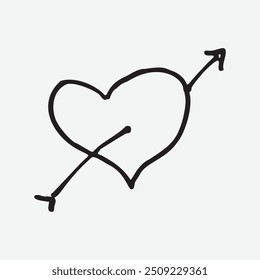 Falling in love black and white cartoon hand drawing