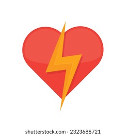 Caer en el amor la ilustración conceptual del vector con el corazón rojo y el rayo.