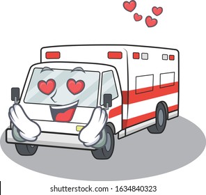 falling in love cute ambulance cartoon character design