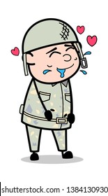 Falling in Love - Cute Army Man Cartoon Soldier Vector Illustration