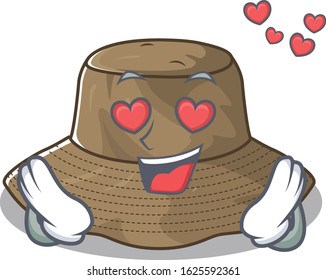falling in love cute bucket hat cartoon character design