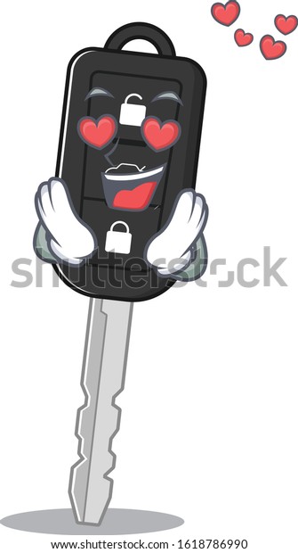 falling in\
love cute car key cartoon character\
design