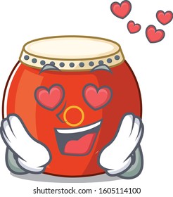 falling in love cute chinese drum cartoon character design