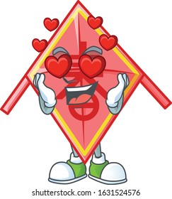 falling in love cute chinese red kite cartoon character design