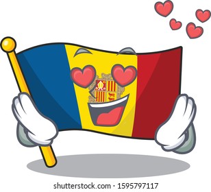 falling In love cute flag andorra Scroll cartoon mascot design