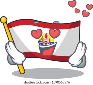 falling In love cute flag french polynesia Scroll cartoon mascot design