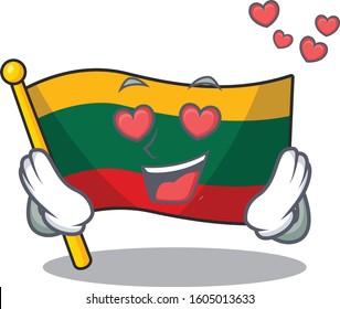 falling in love cute flag lithuania cartoon character design