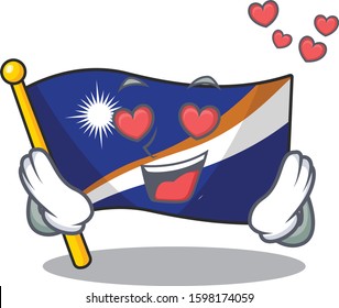falling In love cute flag marshall island Scroll cartoon mascot design