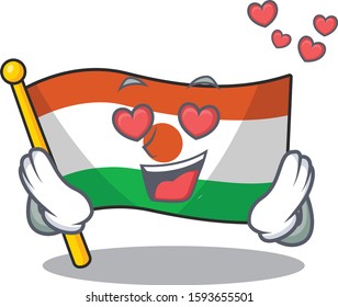 falling In love cute flag niger Scroll cartoon mascot design